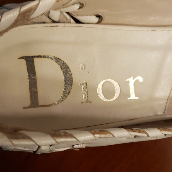 Dior Rare LU 12 Laces & Grommets White Leather Kitten Heels 38.5 - 8 Unique Euro - Picture 6 of 16